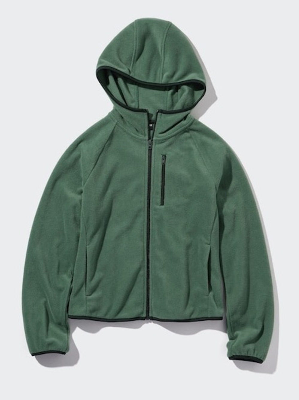 UNIQLO Light Polar Fleece Long Sleeve Full Zip Hoodie /  55 GREEN |  SMALL